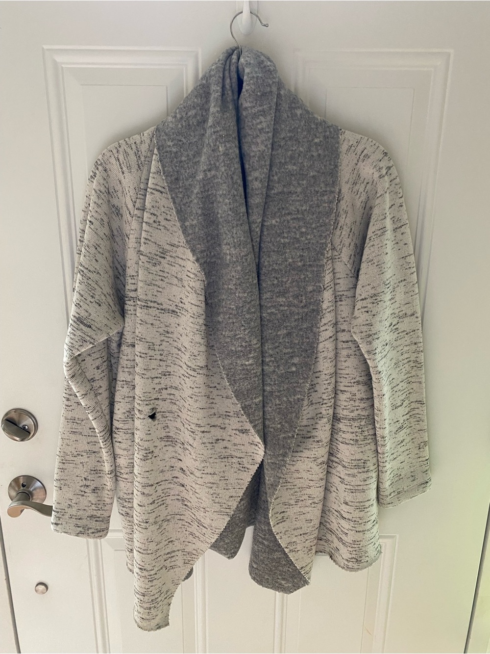 Lucky Brand Two-Tone Gray Open Front Shawl Collar Cardigan
